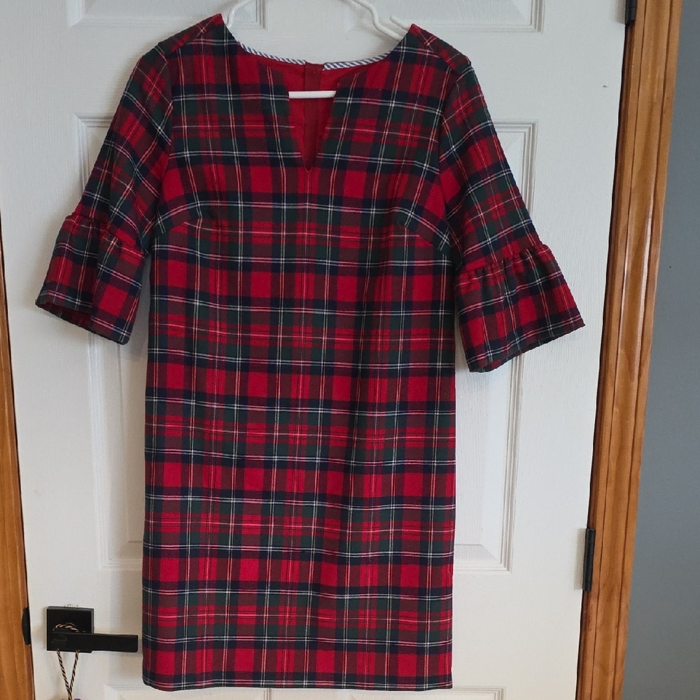 Vineyard Vines Red and Green Plaid Midi Dress
